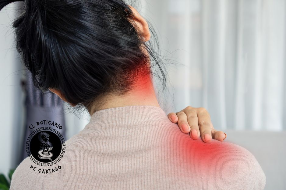 Dolor cervical, cómo aliviarlo El Boticario de Cartago Tienda Onlince aceite CBD turmalina pistola de masaje