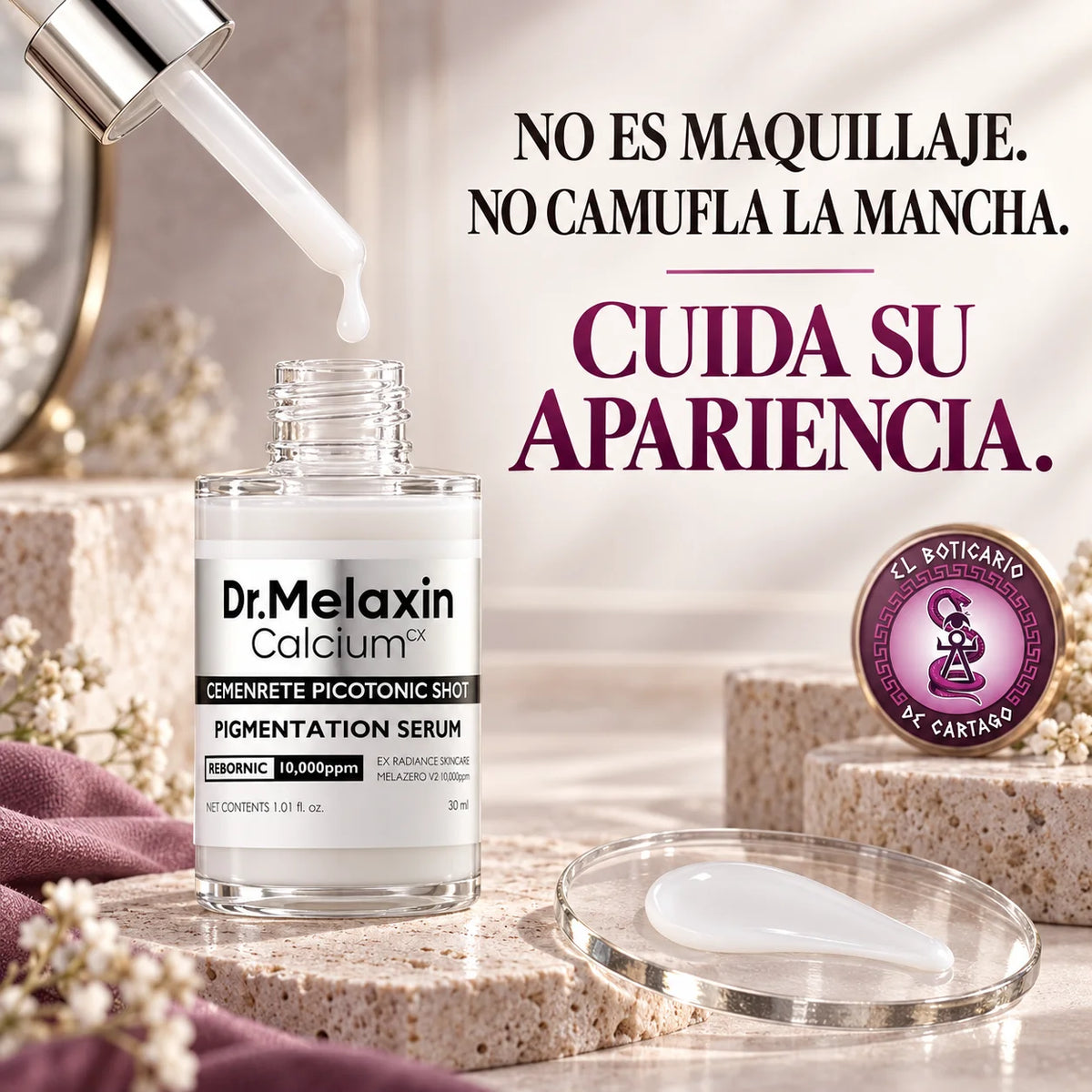 No es maquillaje, no camufla la mancha – Dr. Melaxin Picotonic Shot cuida su apariencia