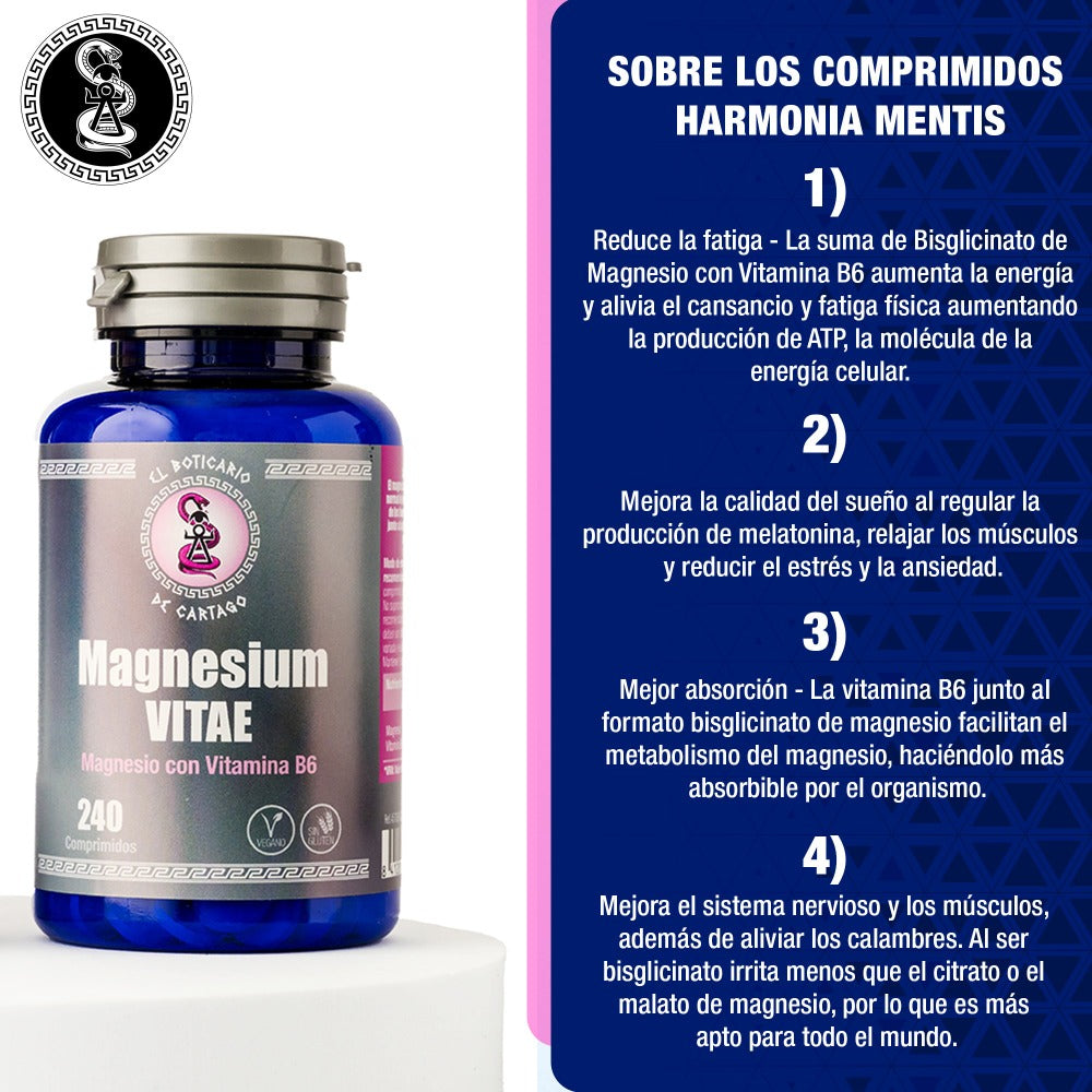 Magnesium Vitae - Bisglicinato de Magnesio + Vitamina B6 - Fortaleza ósea y muscular.