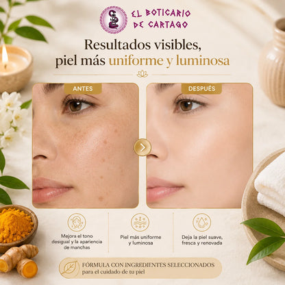 Comparativa antes y después de usar mascarilla facial efecto glow para mejorar visualmente el tono y luminosidad de la piel
