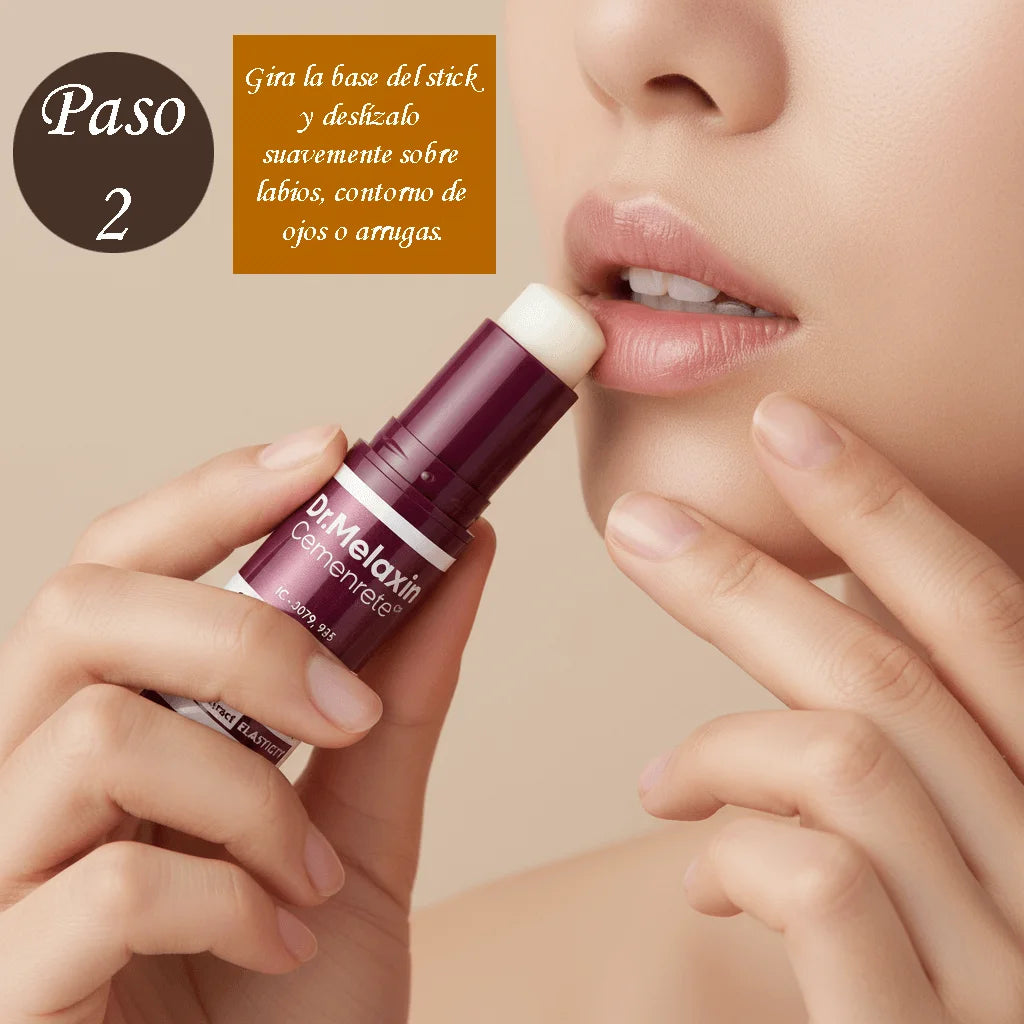 Paso 2: Aplicación directa del Bálsamo Multifunción Dr. Melaxin en labios