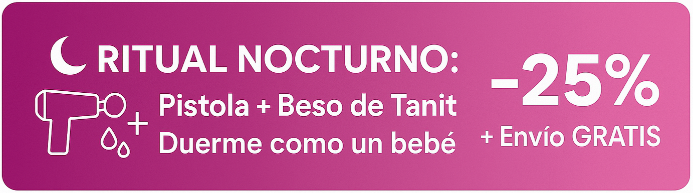 Banner combo sueño reparador con pistola y Beso de Tanit