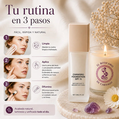 Cómo aplicar la base de maquillaje adaptativa SPF30 en 3 pasos: limpia, aplica y difumina para un acabado natural todo el día