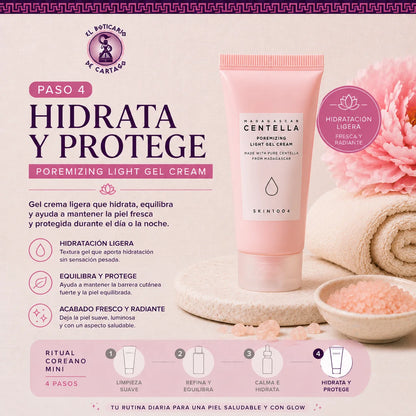 Paso 4 Centella Pink Ritual – Gel crema Poremizing Light Gel Cream para hidratar y proteger con acabado fresco y radiante