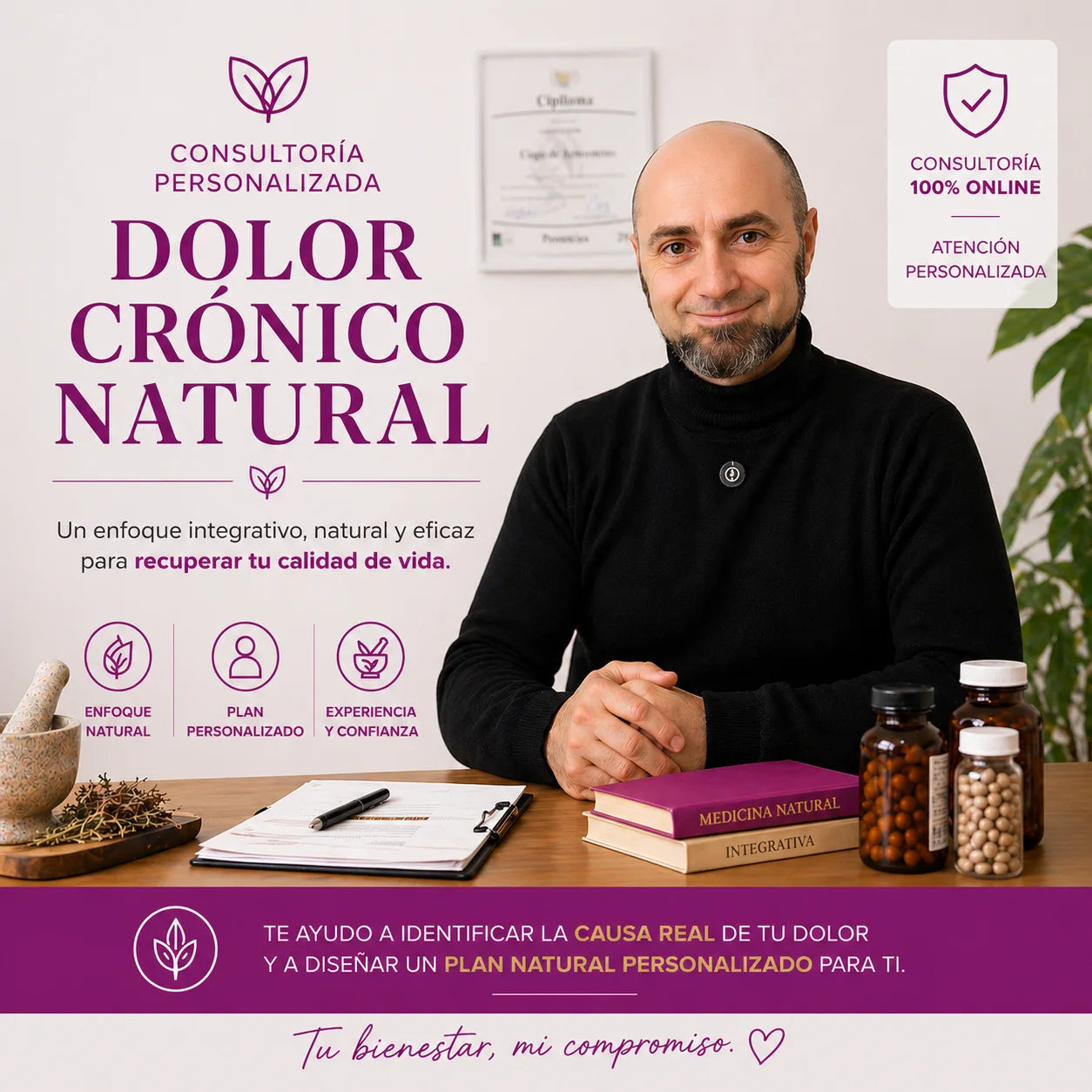 Consultoría personalizada online para dolor crónico con enfoque natural e integrativo orientado a mejorar la calidad de vida y el bienestar diario