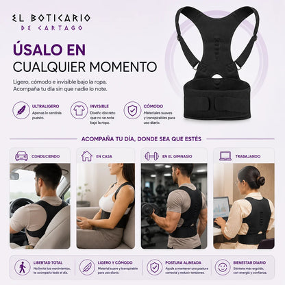 Corrector postural magnético El Boticario de Cartago para cualquier momento – conducir, casa, gimnasio y trabajo, libertad total de movimiento