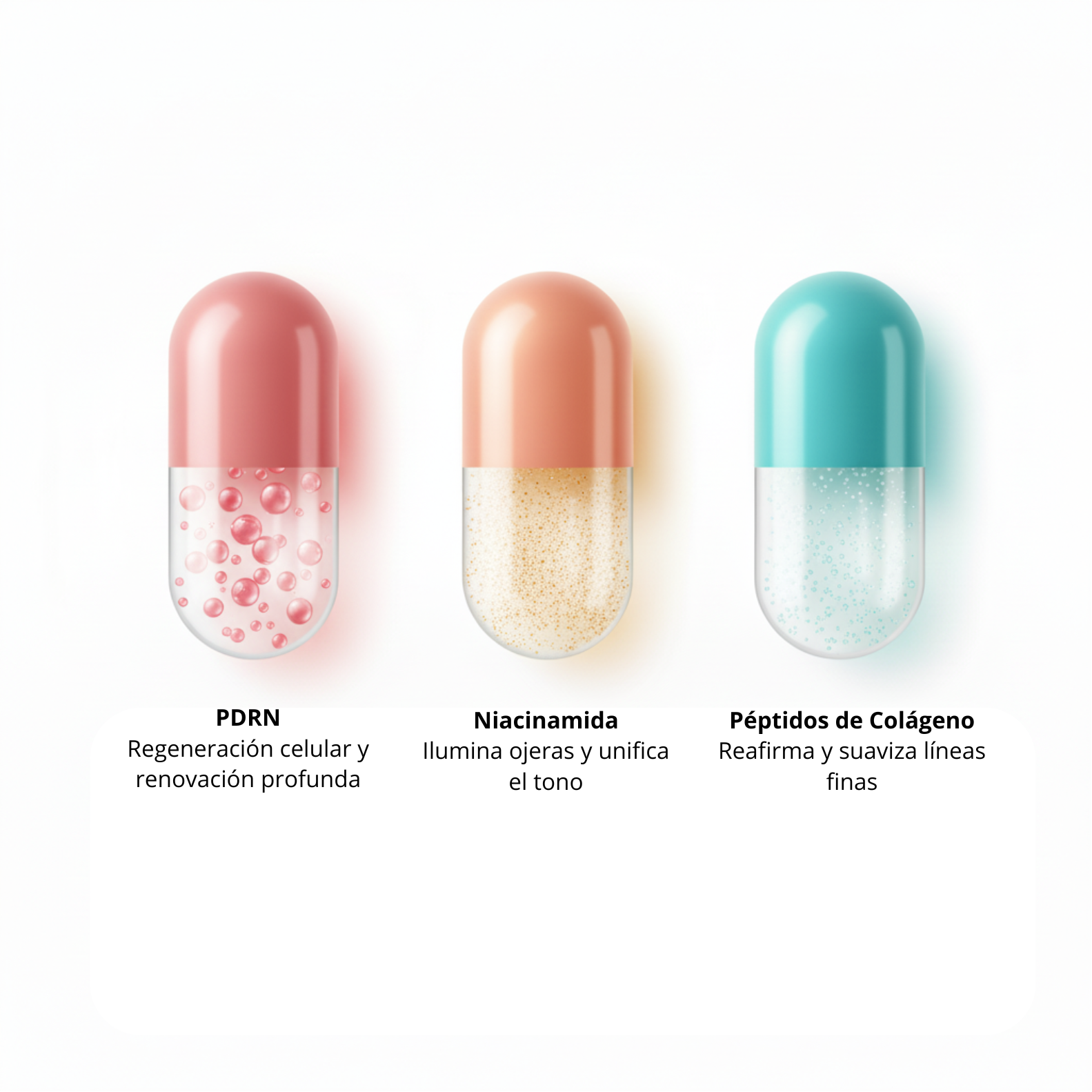 Infografía ingredientes parches COSRX: PDRN, Niacinamida y Péptidos de Colágeno para contorno de ojos