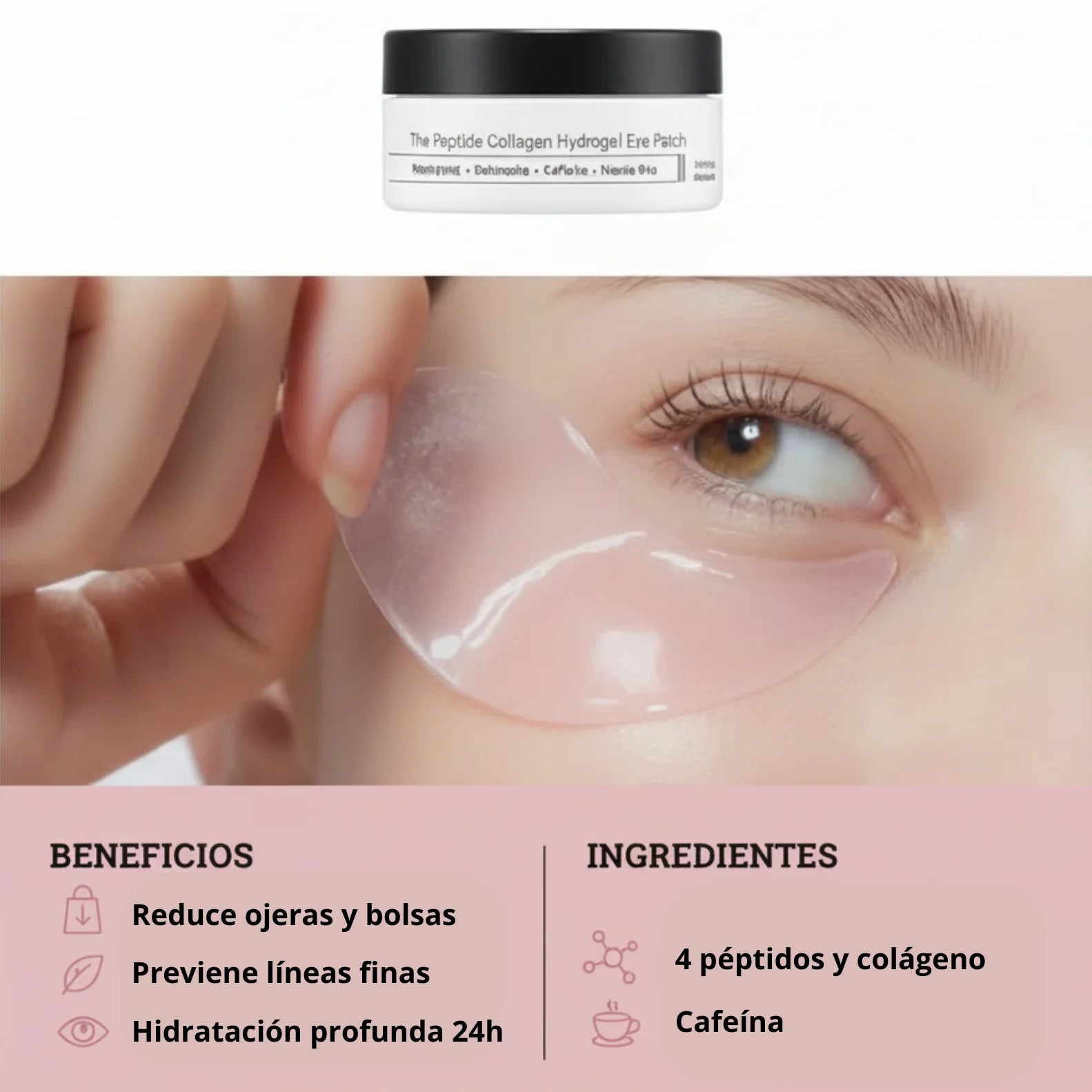 Parches de ojos COSRX con 4 péptidos y colágeno - beneficios antiojeras, antiarrugas e hidratación profunda