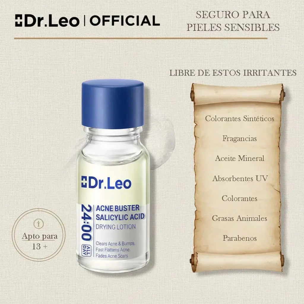 DR. LEO Loción Secante Acné 24H | Ácido Salicílico + Azufre