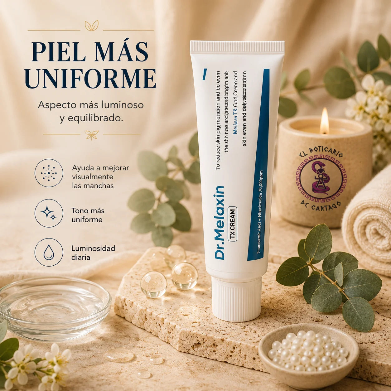 Dr. Melaxin TX Cream para piel más uniforme y luminosa – ayuda a reducir manchas, unificar el tono y aportar luminosidad diaria