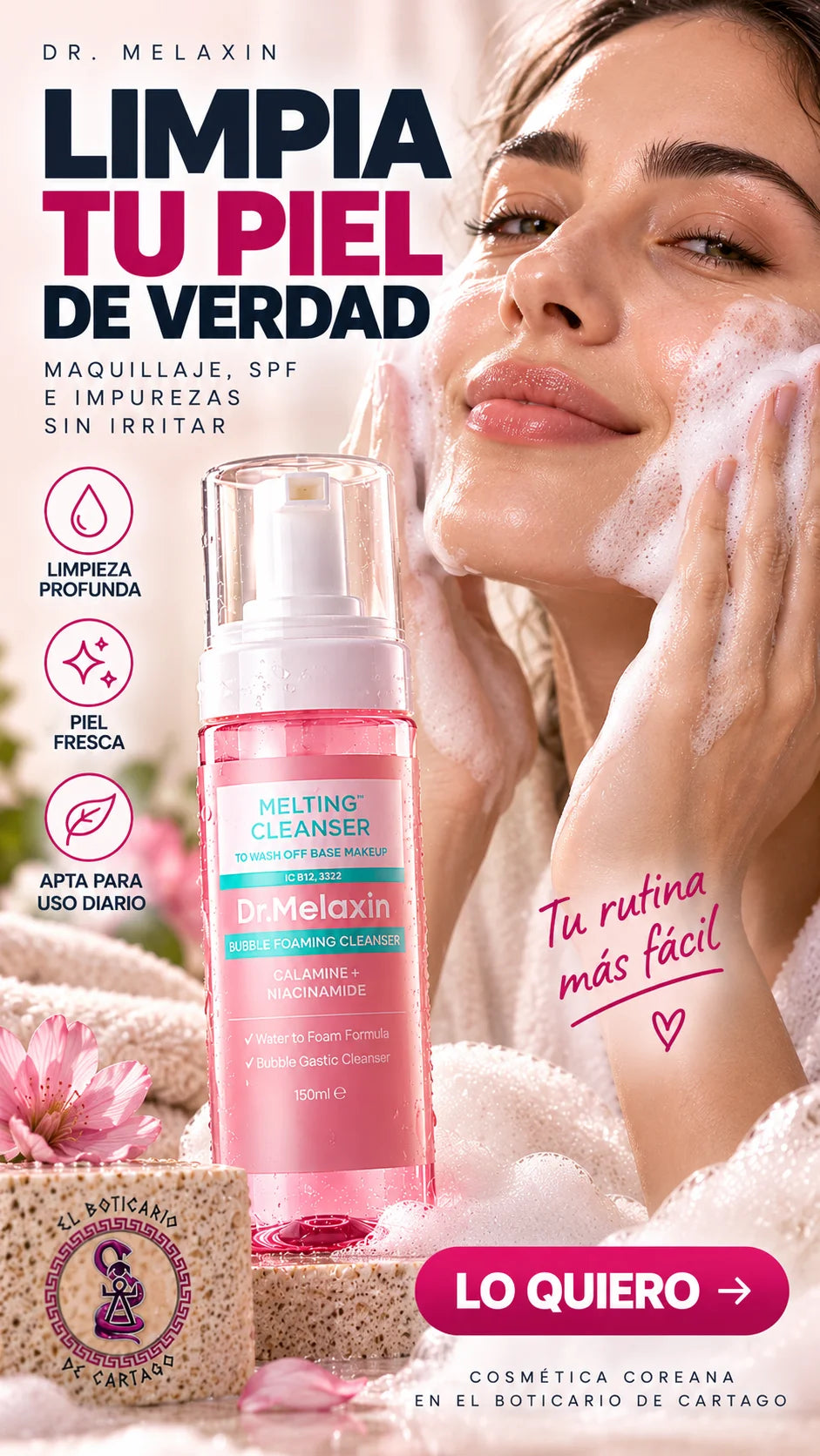 Espuma Limpiadora Melting Cleanser Dr. Melaxin – Disuelve, emulsiona y aclara para una piel visiblemente más limpia y luminosa