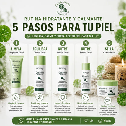 Extracción de Centella Asiática – ingrediente natural que calma, hidrata y repara la piel sensible, fortalece la barrera cutánea y mejora la textura