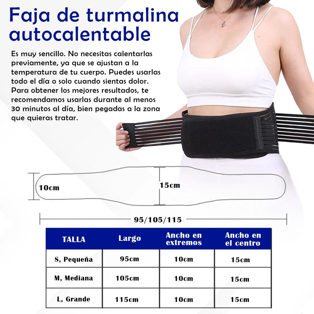 Faja de turmalina autocalentable: Alivio natural para el dolor lumbar, lumbago y ciática