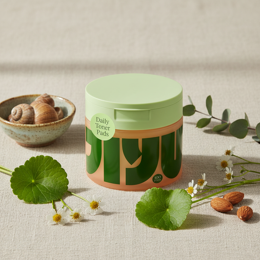 Jiyu Toner Pads Anti-Aging con Baba de Caracol, Centella Asiática y Niacinamida - 100 discos para skincare coreano profesional
