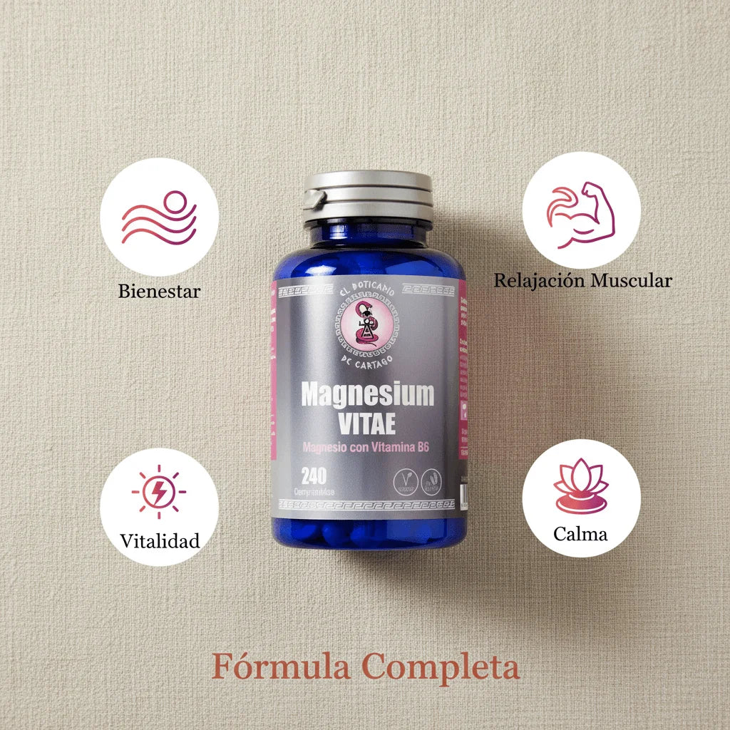 Beneficios del Magnesium Vitae con B6: bienestar, relajación muscular, vitalidad y calma
