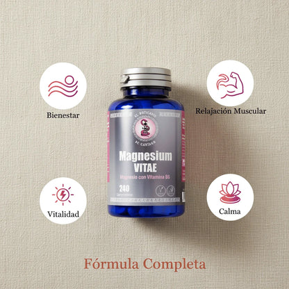 Beneficios del Magnesium Vitae con B6: bienestar, relajación muscular, vitalidad y calma