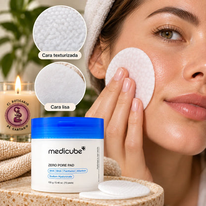 Comparación de la cara texturizada y la cara lisa de Medicube Zero Pore Pad 2.0