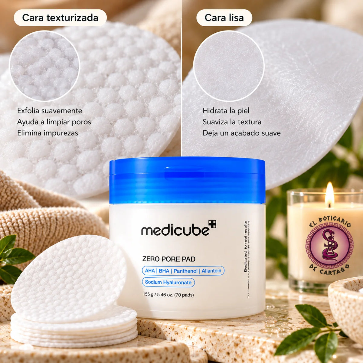 Medicube Zero Pore Pad 2.0 de doble cara para exfoliación y cuidado de la textura de la piel