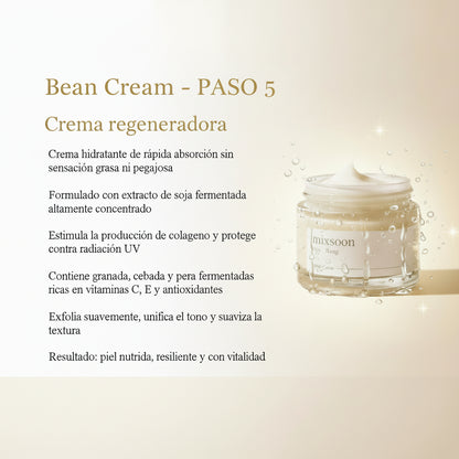 mixsoon Bean Cream - Crema hidratante y regeneradora paso 5 con extracto de soja fermentada