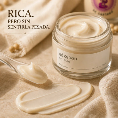 Mixsoon Bean Cream – textura rica y cremosa que se absorbe sin dejar sensación pesada en la piel