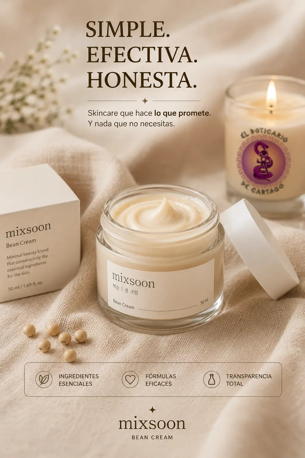Mixsoon Bean Cream – skincare simple, efectivo y honesto: ingredientes esenciales, fórmulas eficaces y transparencia total