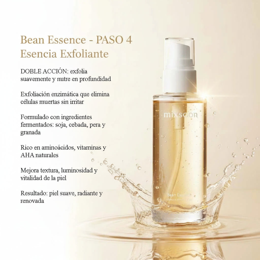 mixsoon Bean Essence - Esencia exfoliante y nutritiva paso 4 con ingredientes fermentados