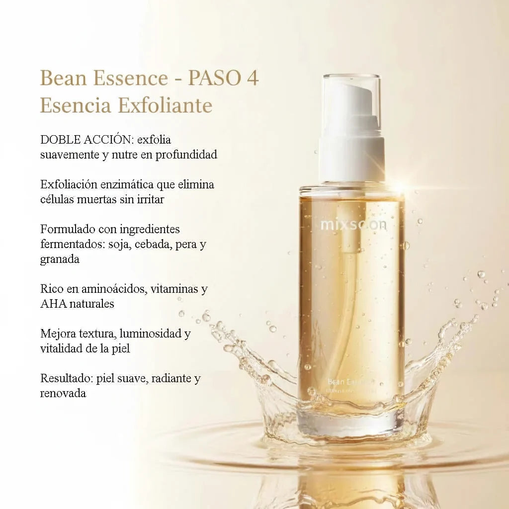 Paso 4 de la rutina Mixsoon: Bean Essence, esencia exfoliante de soja fermentada