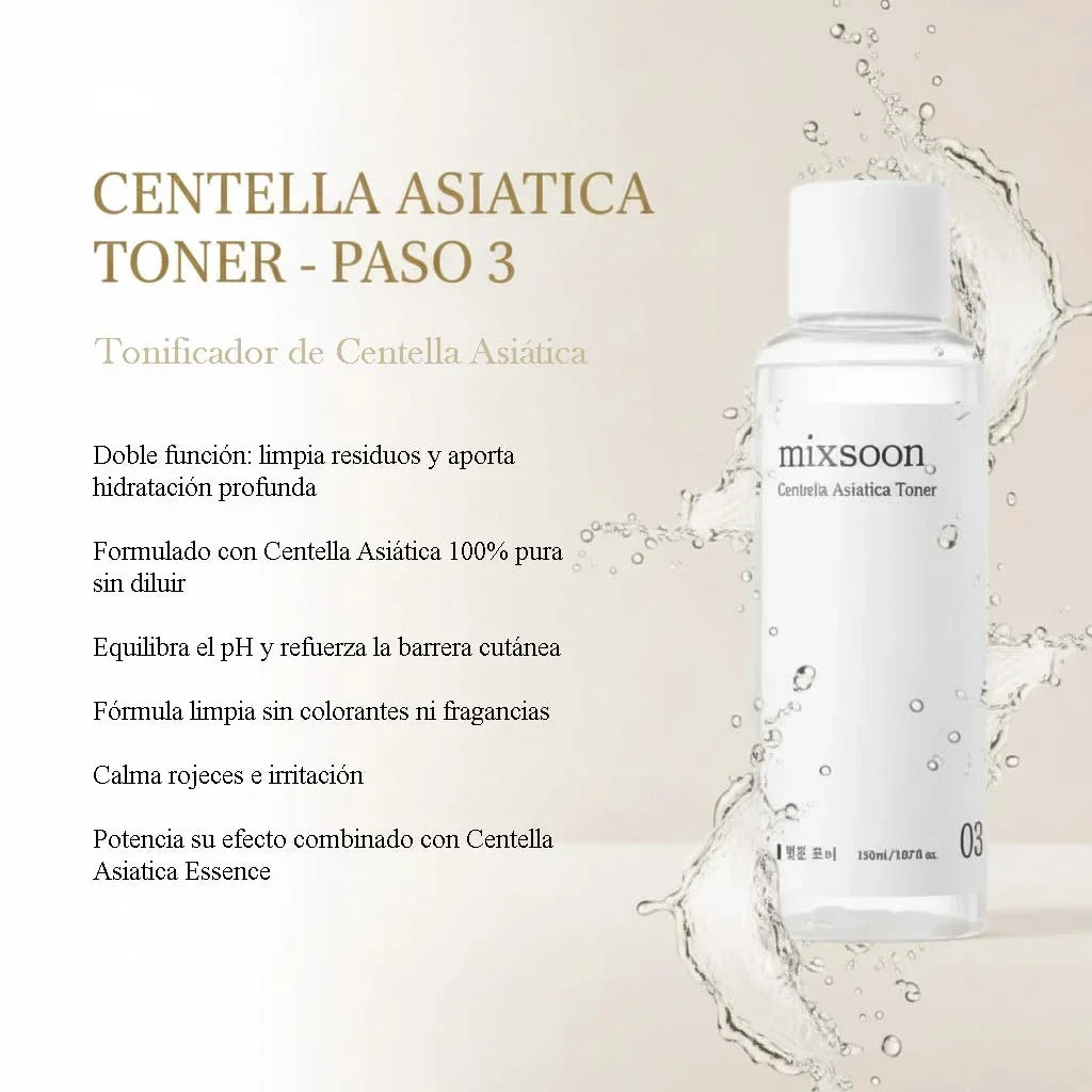 Paso 3 de la rutina Mixsoon: Centella Toner, tónico facial de centella asiática