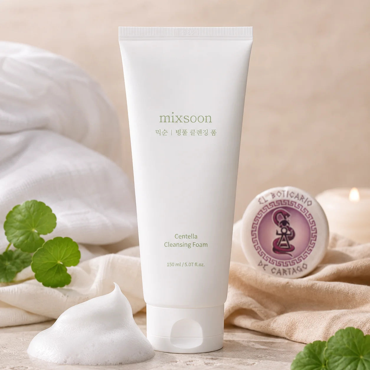 Mixsoon Centella Cleansing Foam 150ml con logo El Boticario de Cartago, espuma limpiadora coreana con centella asiática
