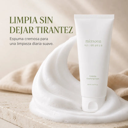 Mixsoon Centella Cleansing Foam, espuma cremosa para limpieza facial diaria suave sin dejar tirantez