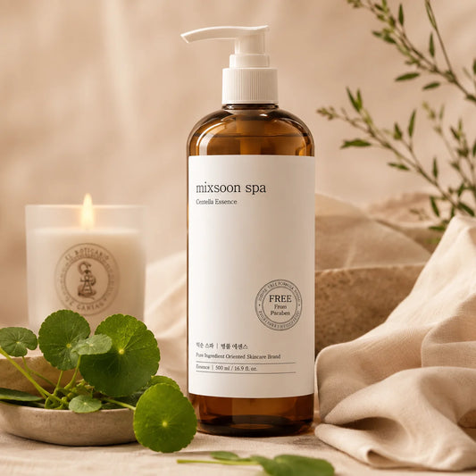 Mixsoon Spa Centella Essence 500ml – Esencia hidratante sin parabenos con extracto de centella asiática, fórmula pura para piel sensible