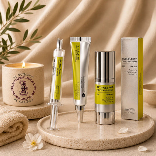 Pack Ritual Retinol Glow – Booster concentrado, Tratamiento Reafirmante y Sérum Retinol Shot Tightening para rutina facial nocturna