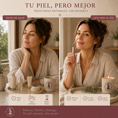 Tu piel, pero mejor · Antes y después con sérum con color SPF 50: rutina en un solo paso, resultado natural — El Boticario de Cartago