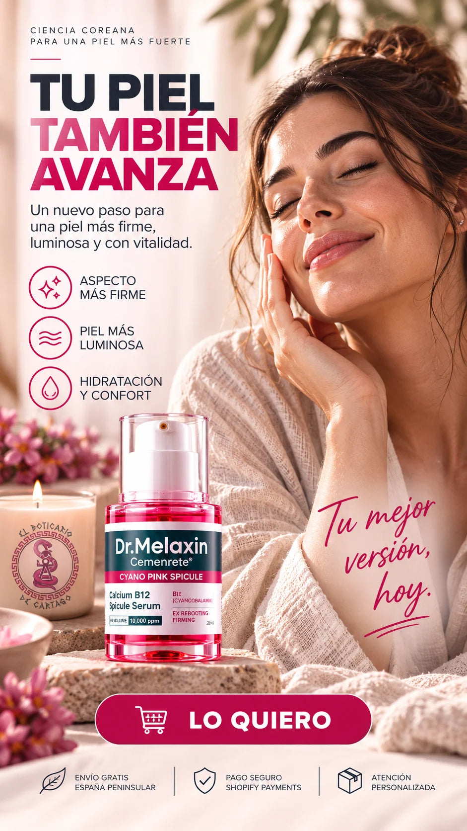 Sérum de microespículas Dr. Melaxin Cyano Pink B12 para el cuidado facial