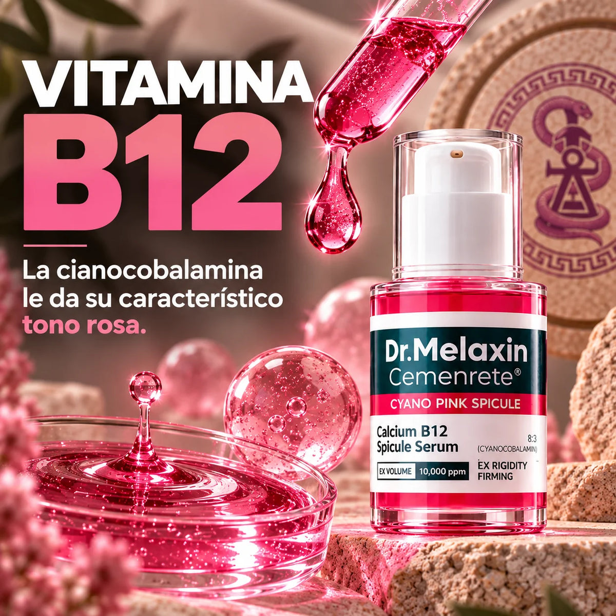 Sérum Dr. Melaxin Cyano Pink con vitamina B12 y característico tono rosa