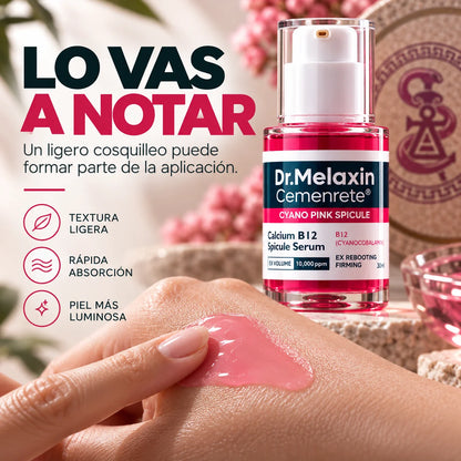 Textura rosa del sérum de microespículas Dr. Melaxin con vitamina B12