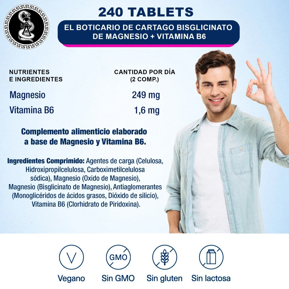 Magnesium Vitae - Bisglicinato de Magnesio + Vitamina B6 - Fortaleza ósea y muscular.